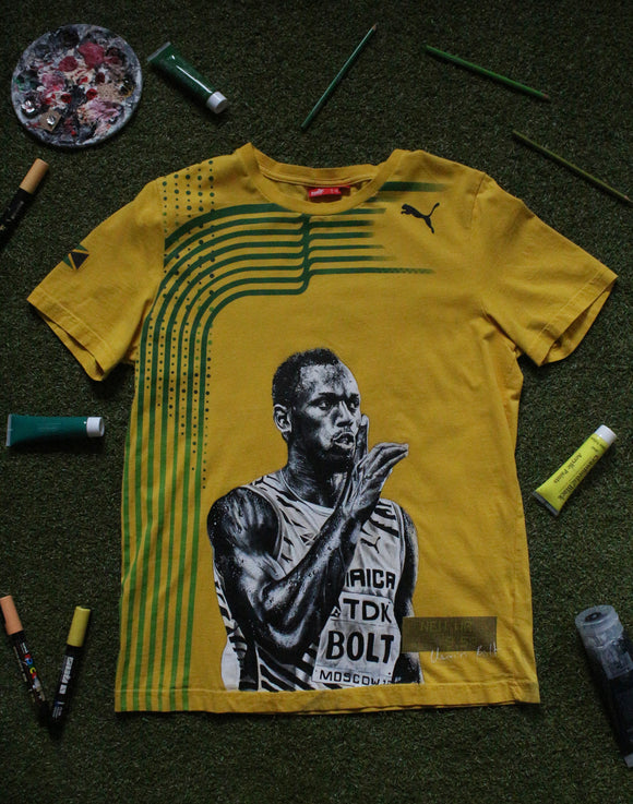Usain Bolt (9.58 Seconds) Original Hand Painted T-Shirt