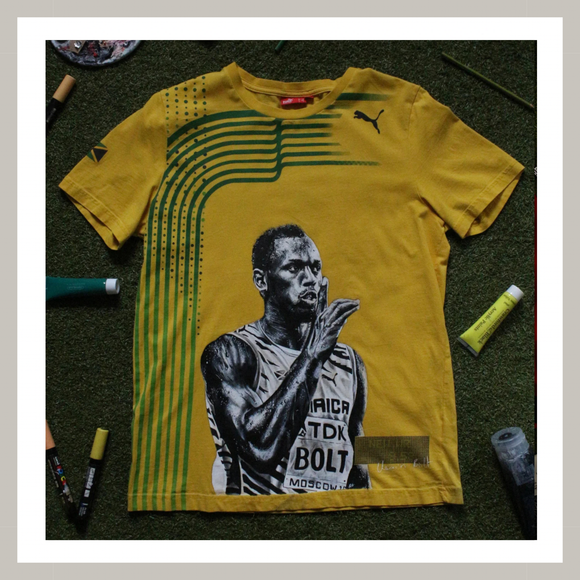 Usain Bolt (9.58 Seconds) Original Hand Painted T-Shirt